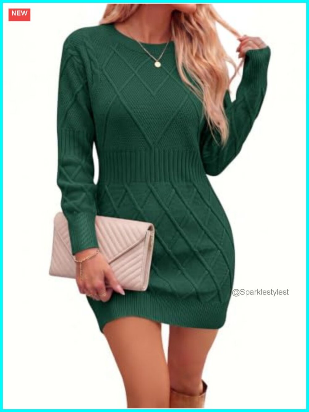 Women's Cable Knit Sweater Dress Long Sleeve Mini Bodycon